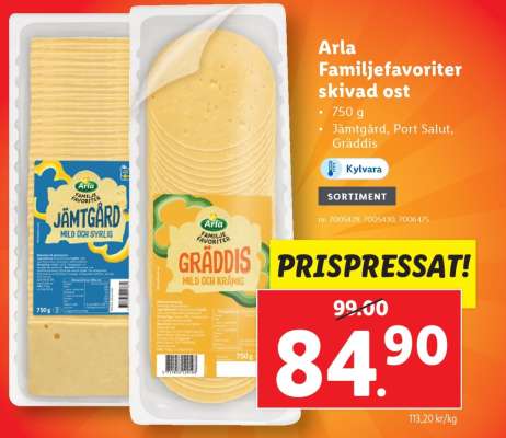 Arla Familjefavoriter skivad ost