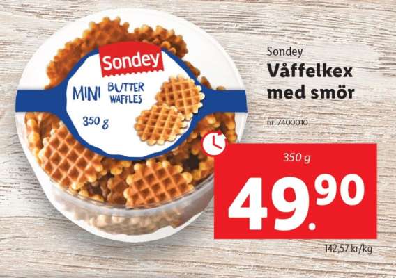 Sondey Våffelkex med smör