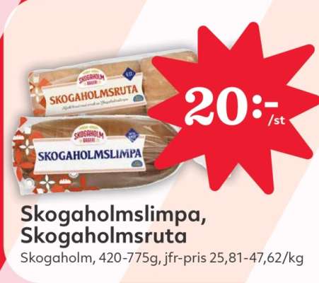 Skogaholmslimpa, Skogaholmsruta