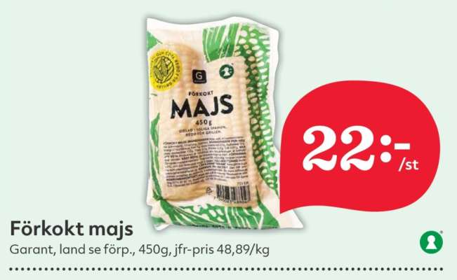 Förkokt majs