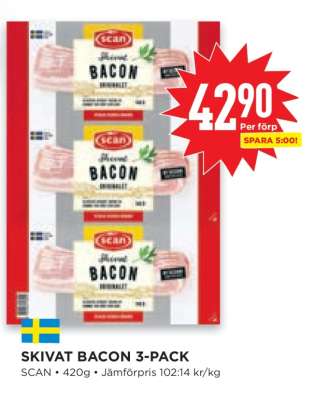 SKIVAT BACON 3-PACK