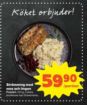 Strömming med mos och lingon