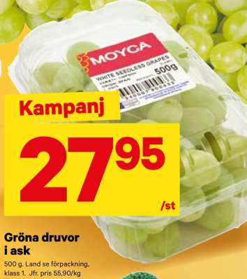 Gröna druvor i ask