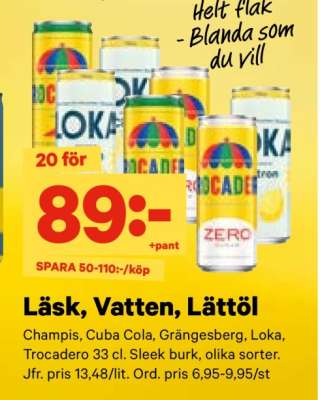 Läsk, Vatten, Lättöl