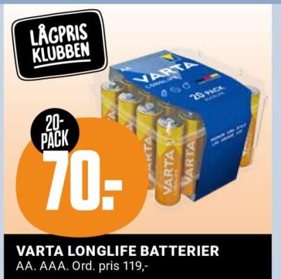 VARTA LONGLIFE BATTERIER