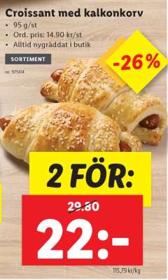 Croissant med kalkonkorv