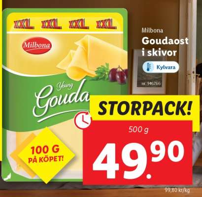 MILBONA Goudaost i skivor