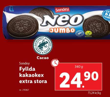 Sondey Fyllda kakaokex extra stora