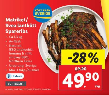 Matriket/Svea lantkött Spareribs