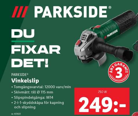 PARKSIDE Vinkelslip