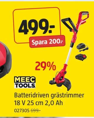Batteridriven grästrimmer 18 V 25 cm 2,0 Ah