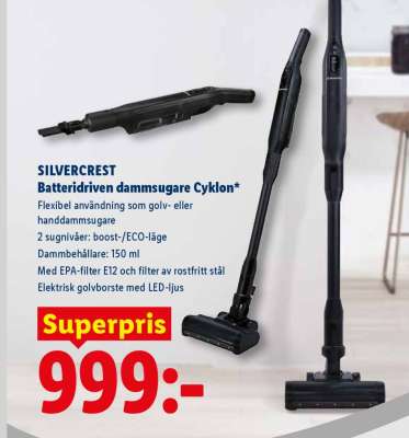 Silvercrest Batteridriven dammsugare, cyklon