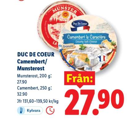 DUC DE COEUR Camembert/Munsterost