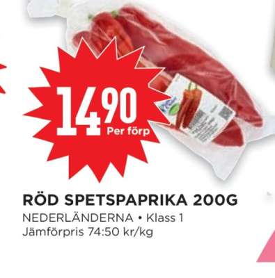 Röd Spetspaprika 200g