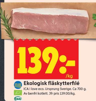 Ekologisk Fläskytterfilé