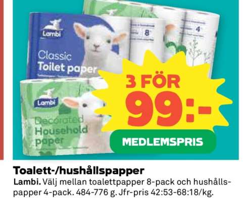 Toalett-/hushållspapper