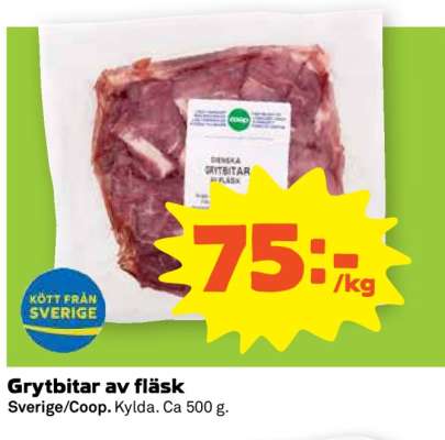 Grytbitar av fläsk