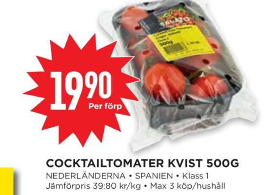 COCKTAILTOMATER KVIST 500G