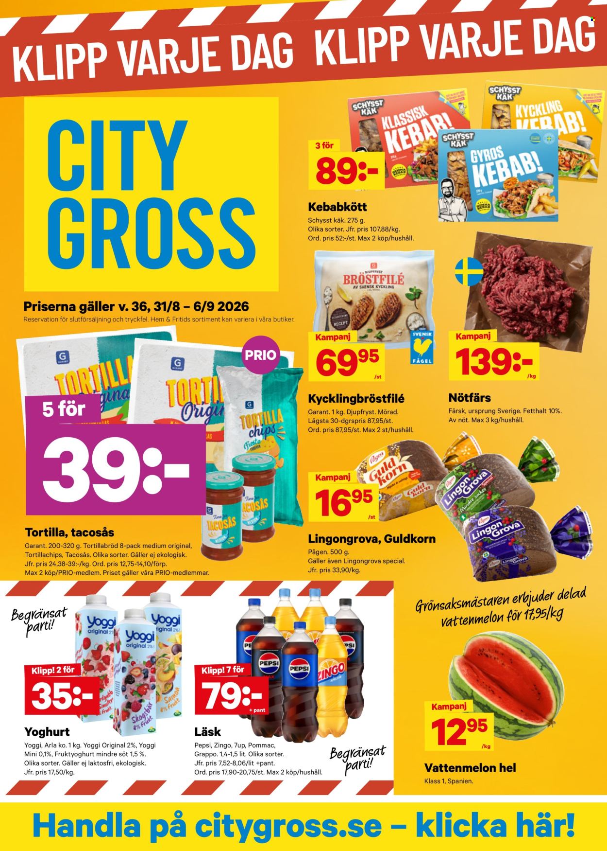 City Gross reklamblad - 31/8 2026 - 6/9 2026. Sida 1