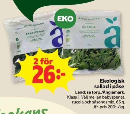 Ekologisk Sallad i Påse