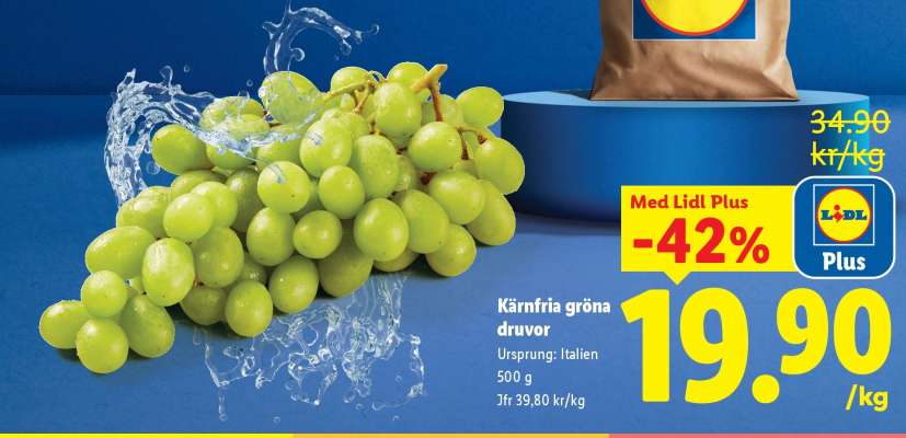 Kärnfria gröna druvor