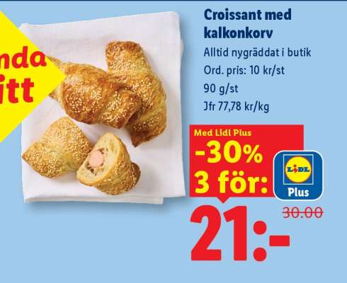 Croissant med kalkonkorv