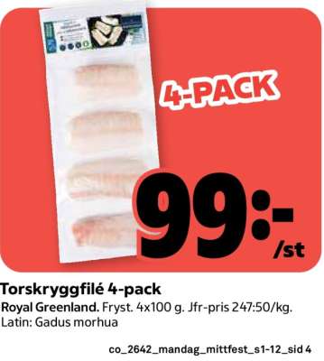 Torskryggfilé 4-pack
