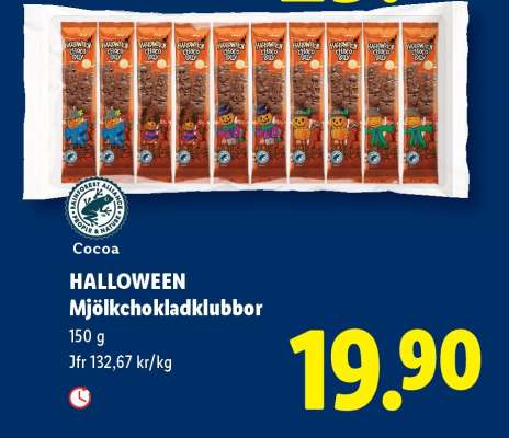 Halloween Mjölkchokladklubbor