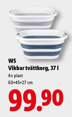 W5 Vikbar tvättkorg, 37 l