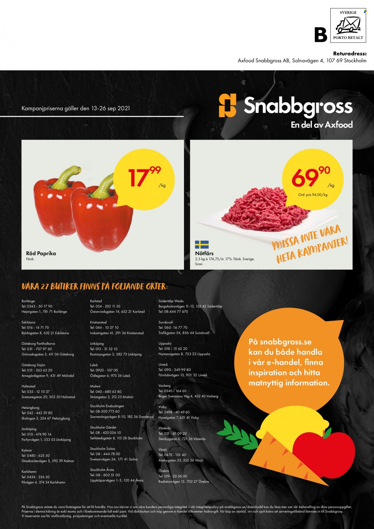 Axfood Snabbgross reklamblad - 13/9 2021 - 26/9 2021.